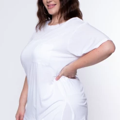 Ambiance Plus Size Tee And Biker Short Set - White