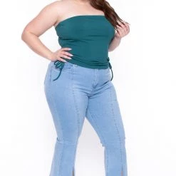 American Bazi Plus Size High Waist Flare Leg Jean - Light Blue
