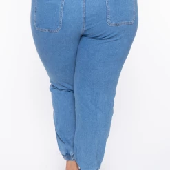 American Bazi Jeans Plus Size High Waist Denim Jogger - Blue