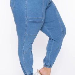 American Bazi Jeans Plus Size High Waist Denim Jogger - Blue