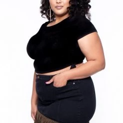 American Bazi Plus Size Stud Fringe Jean Skirt - Black Sale 9 American Bazi Plus Size Stud Fringe Jean Skirt - Black Sale