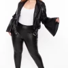 Azalea Wang Plus Size Sylvia Flare Vegan Leather Jacket - Black
