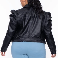 Plus Size Azalea Wang Faux Leather Moto Jacket - Black