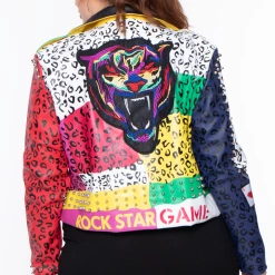 Plus Size Azalea Wang Leopard Faux Leather Moto Jacket - Red Multi Outerwear