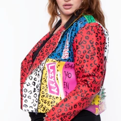 Plus Size Azalea Wang Leopard Faux Leather Moto Jacket - Red Multi Outerwear