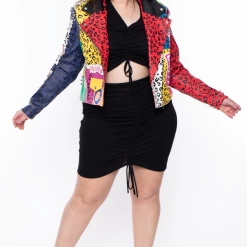 Plus Size Azalea Wang Leopard Faux Leather Moto Jacket - Red Multi Outerwear