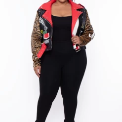 Plus Size Azalea Wang Tiger Faux Leather Moto Jacket - Black Outerwear 10 Plus Size Azalea Wang Tiger Faux Leather Moto Jacket - Black Outerwear