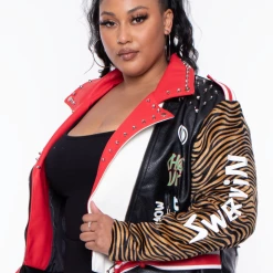 Plus Size Azalea Wang Tiger Faux Leather Moto Jacket - Black Outerwear 12 Plus Size Azalea Wang Tiger Faux Leather Moto Jacket - Black Outerwear