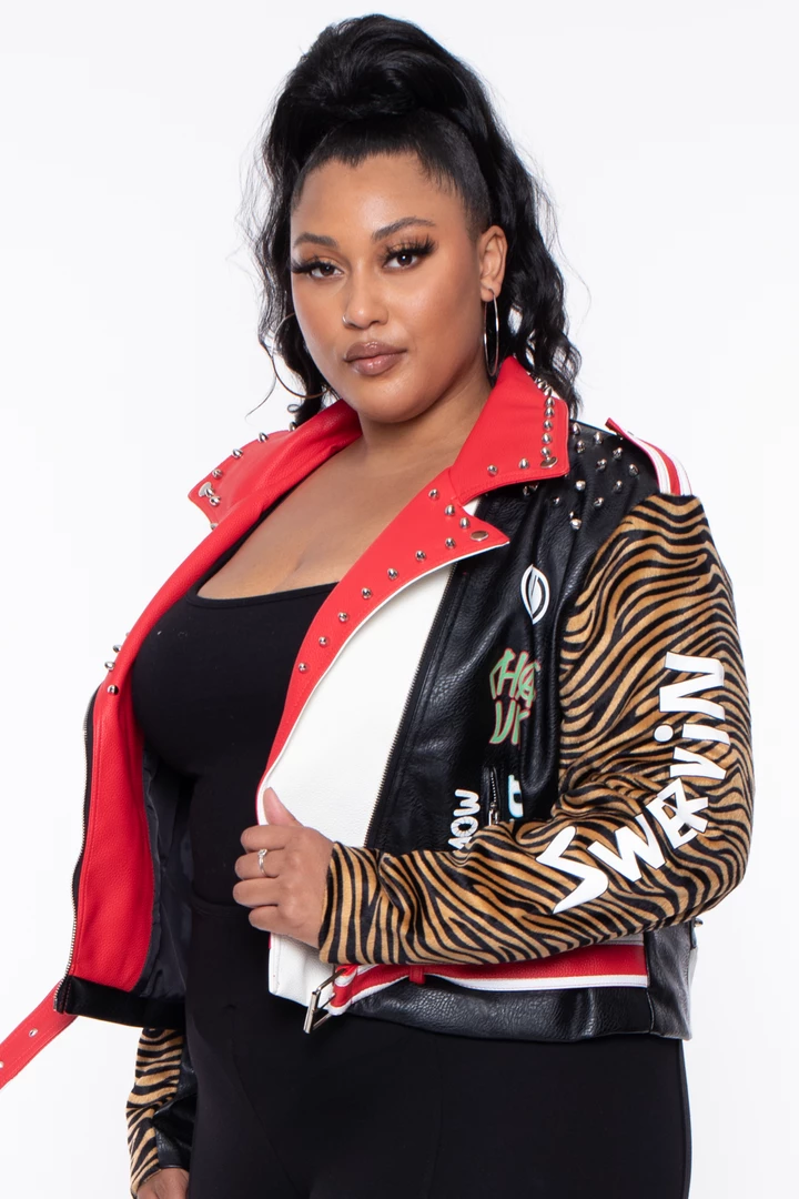Plus Size Azalea Wang Tiger Faux Leather Moto Jacket - Black Outerwear 7 Plus Size Azalea Wang Tiger Faux Leather Moto Jacket - Black Outerwear