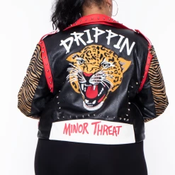 Plus Size Azalea Wang Tiger Faux Leather Moto Jacket - Black Outerwear