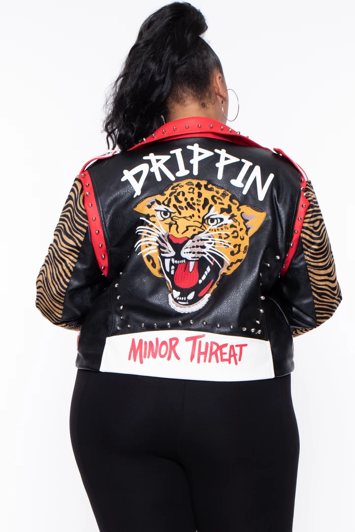 Plus Size Azalea Wang Tiger Faux Leather Moto Jacket - Black Outerwear 4 Plus Size Azalea Wang Tiger Faux Leather Moto Jacket - Black Outerwear