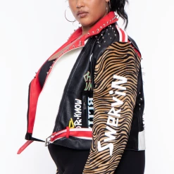 Plus Size Azalea Wang Tiger Faux Leather Moto Jacket - Black Outerwear 11 Plus Size Azalea Wang Tiger Faux Leather Moto Jacket - Black Outerwear