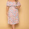 Blue Leopard New Arrivals Plus Size Gilana Tropical Dress - Mauve
