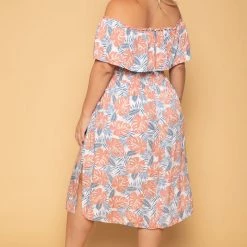 Blue Leopard New Arrivals Plus Size Gilana Tropical Dress - Mauve