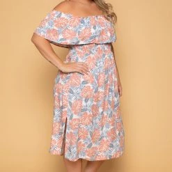 Blue Leopard New Arrivals Plus Size Gilana Tropical Dress - Mauve