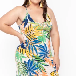 Blue Leopard Dresses Plus Size Tropical Print Racer Back Maxi Dress - Multi Color