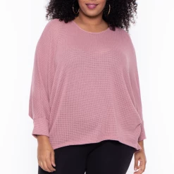 Blue Leopard Plus Size Hi-Low Draped Knit Top - Mauve Sale