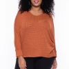 Blue Leopard Sale Plus Size Hi-Low Draped Knit Top - Rust