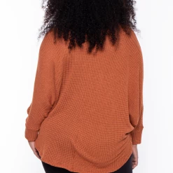 Blue Leopard Sale Plus Size Hi-Low Draped Knit Top - Rust