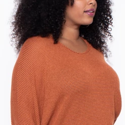 Blue Leopard Sale Plus Size Hi-Low Draped Knit Top - Rust
