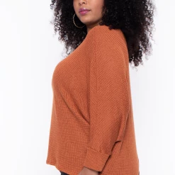 Blue Leopard Sale Plus Size Hi-Low Draped Knit Top - Rust