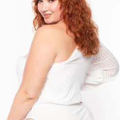 Bluebell Tops Plus Size Sherise Bodysuit - White