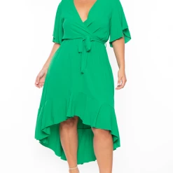 Bluebell Plus Size Tati Surplice Ruffle Dress - Green