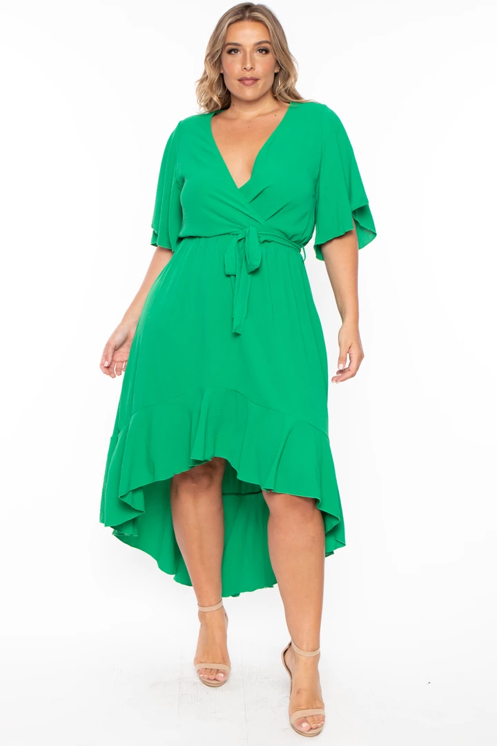 Bluebell Plus Size Tati Surplice Ruffle Dress - Green 3 Bluebell Plus Size Tati Surplice Ruffle Dress - Green
