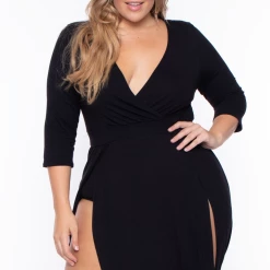 Bluebell Plus Size Aria M-Slit Maxi Dress - Black