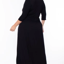 Bluebell Plus Size Aria M-Slit Maxi Dress - Black