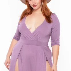 Bluebell Plus Size Aria M-Slit Maxi Dress - Lilac