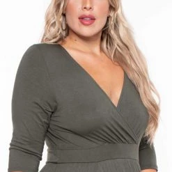 Bluebell Plus Size Aria M-Slit Maxi Dress - Olive Dresses