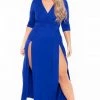 Bluebell Dresses Plus Size Aria M-Slit Maxi Dress - Royal Blue