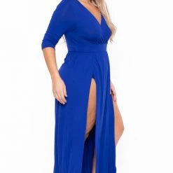 Bluebell Dresses Plus Size Aria M-Slit Maxi Dress - Royal Blue