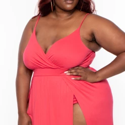 Bluebell Dresses Plus Size Arianna M-Slit Maxi Dress - Coral