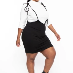 Bluebell Plus Size B&W Overall Dress Set - Black / White Dresses 9 Bluebell Plus Size B&W Overall Dress Set - Black / White Dresses