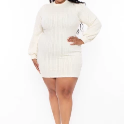 Bluebell Plus Size Halen Sweater Dress - Cream Dresses