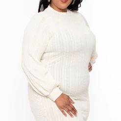 Bluebell Plus Size Halen Sweater Dress - Cream Dresses