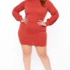 Bluebell Dresses Plus Size Halen Sweater Dress - Rust