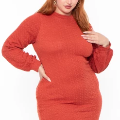 Bluebell Dresses Plus Size Halen Sweater Dress - Rust
