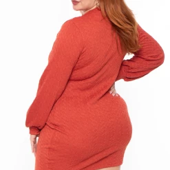 Bluebell Dresses Plus Size Halen Sweater Dress - Rust