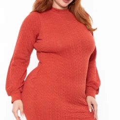 Bluebell Dresses Plus Size Halen Sweater Dress - Rust
