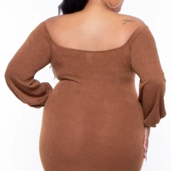 Bluebell Dresses Plus Size Liz Ruched Mini Dress - Camel