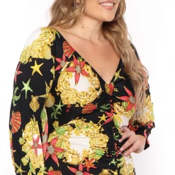 Bluebell Plus Size Mirror Ruched Mini Dress - Black Dresses