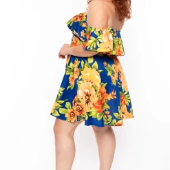 Bluebell Dresses Plus Size Mishka Floral Frill Dress - Royal 12 Bluebell Dresses Plus Size Mishka Floral Frill Dress - Royal