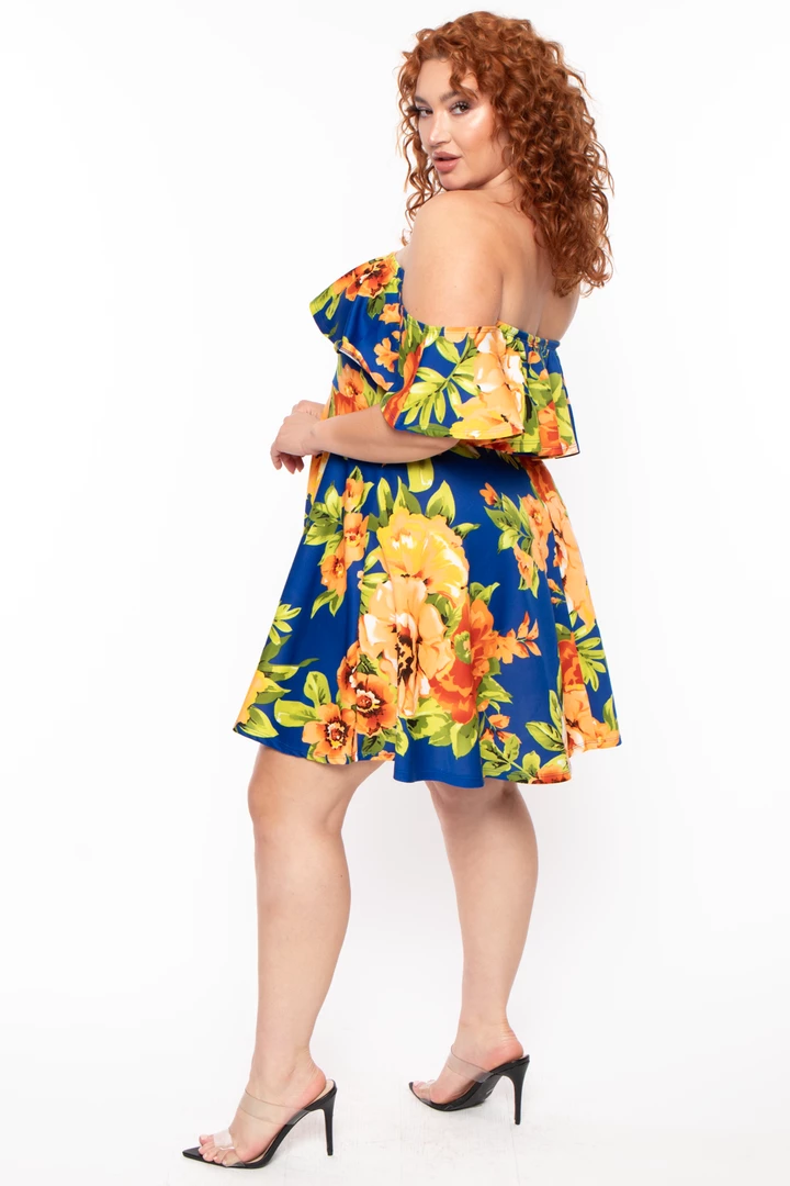Bluebell Dresses Plus Size Mishka Floral Frill Dress - Royal 7 Bluebell Dresses Plus Size Mishka Floral Frill Dress - Royal