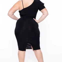 Bluebell Little Black Styles Plus Size One Shoulder Keyhole Dress - Black 9 Bluebell Little Black Styles Plus Size One Shoulder Keyhole Dress - Black