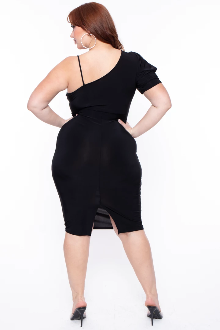 Bluebell Little Black Styles Plus Size One Shoulder Keyhole Dress - Black 5 Bluebell Little Black Styles Plus Size One Shoulder Keyhole Dress - Black