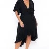 Bluebell Back In Stock Plus Size Tati Surplice Ruffle Dress - Black 2 Bluebell Back In Stock Plus Size Tati Surplice Ruffle Dress - Black