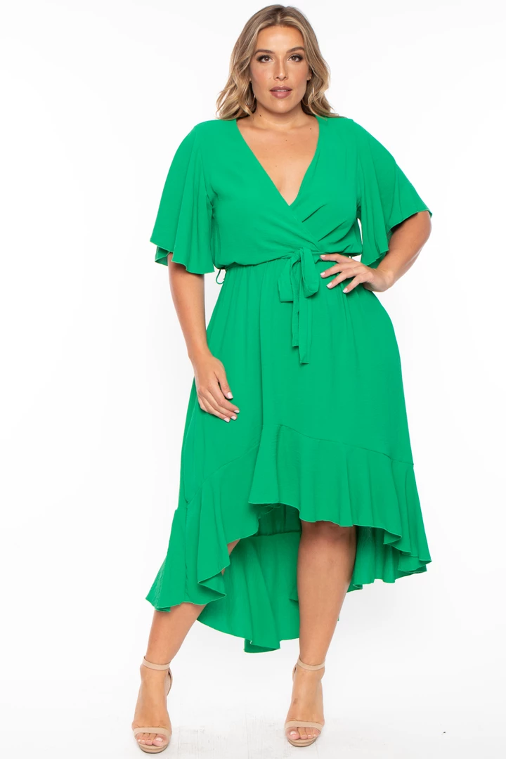 Bluebell Plus Size Tati Surplice Ruffle Dress - Green 6 Bluebell Plus Size Tati Surplice Ruffle Dress - Green